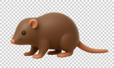 Stylized 3d rendered brown rat looking right on a transparent background, s.. Stock Illustration