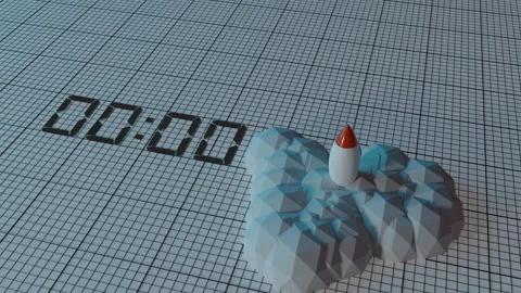Stylized 3D rocket launching after a countdown. Stock Footage 159049983