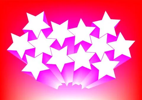 Stylized 3D star with sweet gradient red background. Illustrazione stock