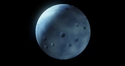 Stylized 3D toy moon rotating on black background Stock Footage 333097945