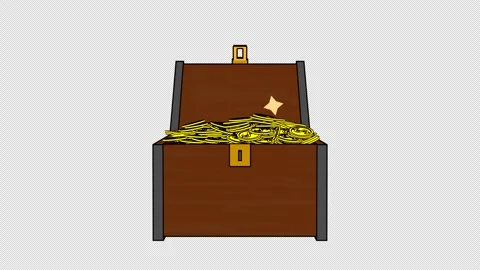 Stylized 3D Treasure Chest With Gold Coins 4K Loop Alpha Stock Footage 337021724