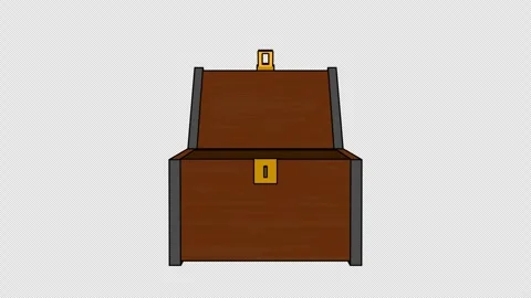 Stylized 3D Treasure Chest Opening Closing 4K Loop Alpha Stock Footage 336845591