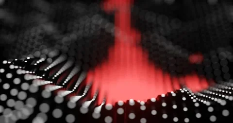 Stylized 3D voxel cubes. wavy BW and Red liquid looping background animation Stock Footage 168186797