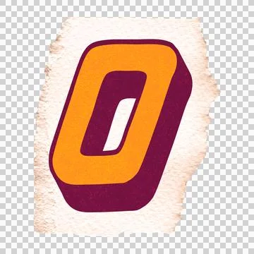 Stylized 3D zero graphic is floating on torn beige paper fragment, transparent 스톡 일러스트
