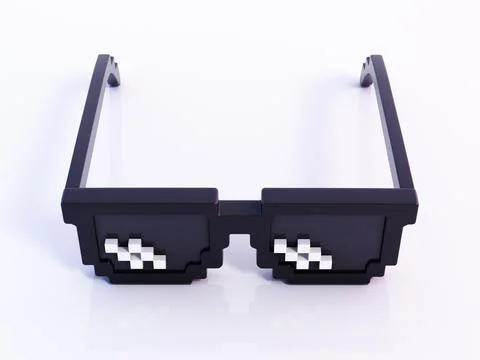 Stylized 8-bit game sunglasses isolated on white background. 3D illustration Stock Illustration