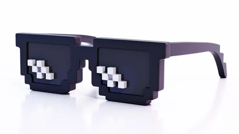 Stylized 8-bit game sunglasses isolated on white background. 3D illustration Stock Illustration