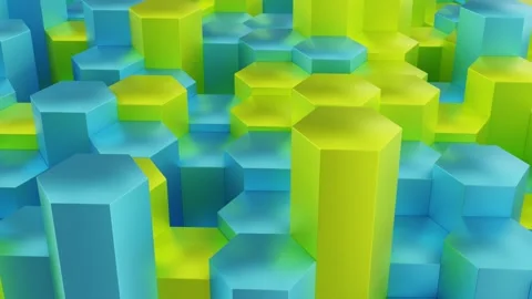 Stylized Abstract 3D Hexagon Pillars Geometric Background Animation. 4K Video stock 337426512