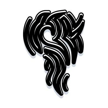 Stylized abstract black ink calligraphic element Stock Illustration