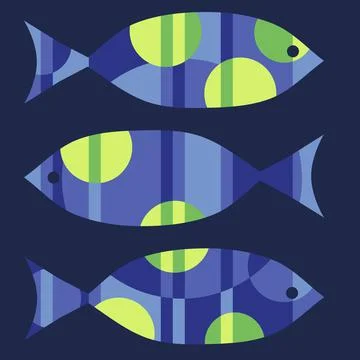Stylized abstract decorated cute ocean fish seamless pattern Stock Illustration