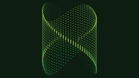Stylized abstract design with vibrant green and yellow dots forming a three.. イラスト素材