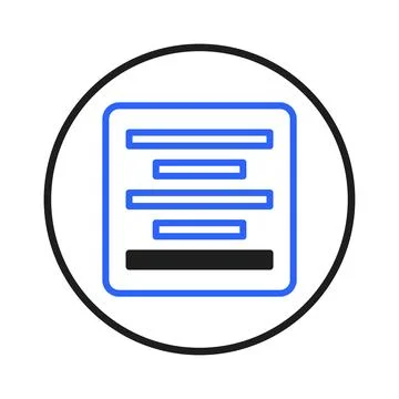 Stylized abstract document icon within a circle depicting organized content.. Stock-Illustration