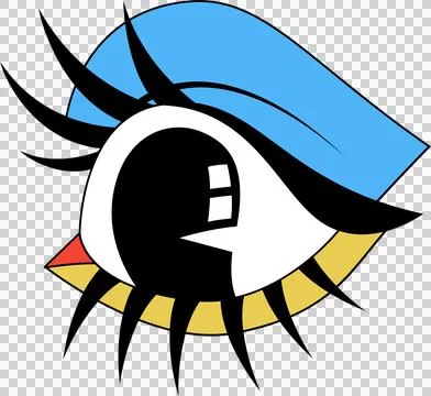 Stylized abstract eye is appearing with transparent background, blue eyelid, Illustrazione stock