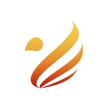 Stylized abstract firebird icon vector illustration isolated on white backgro Stock Illustration