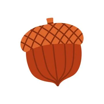 Stylized acorn vector illustration with crosshatch pattern on cap. Isolated Stock Illustration