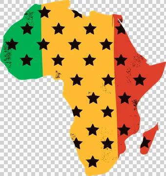 Stylized African continent is displaying flat tricolor bands with black stars on Illustrazione stock