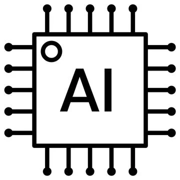 Stylized AI microchip icon representing artificial intelligence and advanced Stockillustratie