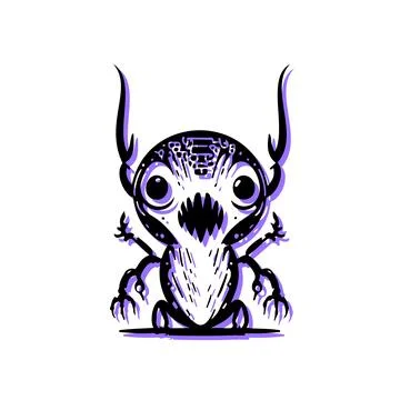 Stylized Alien Creature Illustration with Multiple Eyes and Limbs Stock Illustration