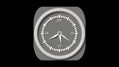 Stylized analog clock icon rounded square background isolated animation Stock Footage 336887434