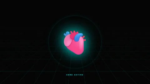Stylized anatomical heart pulsing in digital hud interface Stock Footage 346506674