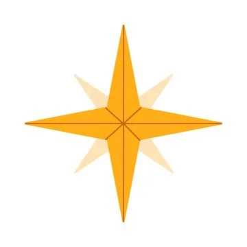 A Stylized and EyeCatching Orange Compass Star Icon Designed for Guiding Illustration