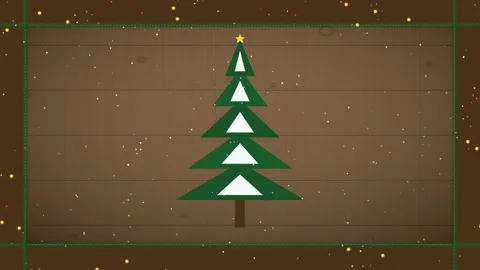 Stylized Animated Christmas Tree with Sparkling Gold Stars on a Brown Background 스톡 동영상 345428500