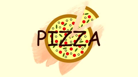 Stylized, Animated Image Of Pizza On A B 