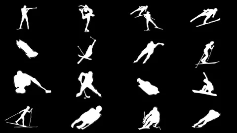 Stylized animated stop motion hand drawed icons for winter international Stock Footage 326644074