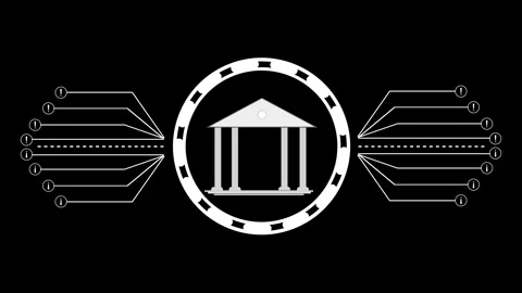 Stylized animation White Icon of a Classical Building with Columns Inside a.. Stock Footage 321626131