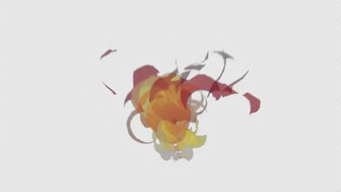 Stylized Anime Smoke Fire Burst Impact 4K Loop Alpha Video stock 342572386