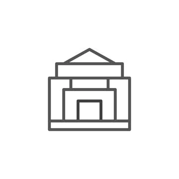 Stylized architectural concept shows a building with simplistic outlines fo.. Ilustración de archivo