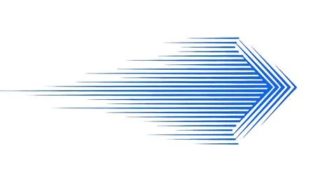 A stylized arrow pointing to the right with a gradient of blue hues Stock Illustration