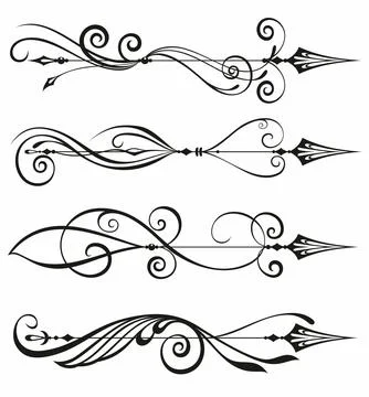 Stylized arrows - vector silhouette for logo, Hand drawn graphic illustration. Stock Illustration