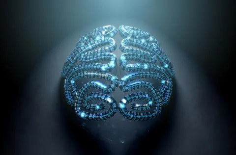 Stylized Artificial Intelligence Brain 스톡 일러스트
