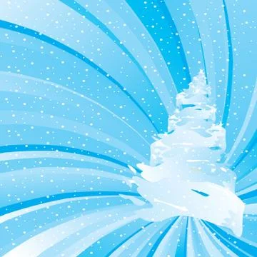 Stylized artistic pine tree over star burst background, vector illustration Stock Illustration