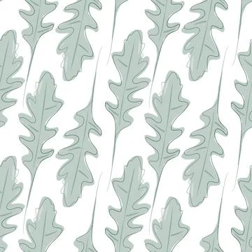 Stylized Arugula leave filled not along contour Seamless pattern in watercolor Stock Illustration
