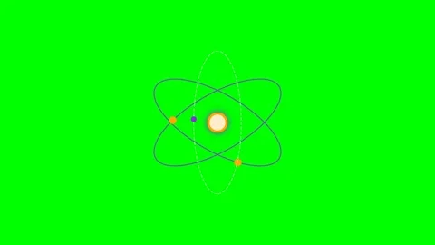A stylized atomic model showing a central nucleus with orbiting electrons Video stock 340904276