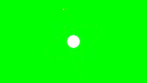 A stylized atomic model showing electrons orbiting a central glowing nucleus Video stock 340904180
