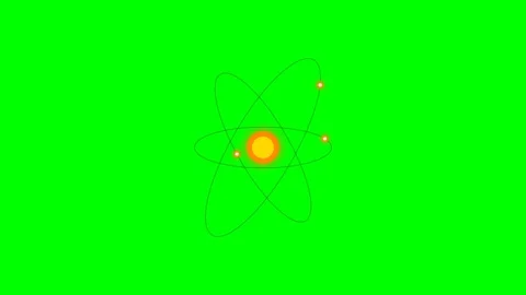 A stylized atomic structure model featuring a central nucleus and orbiting .. Stock Footage 341839382