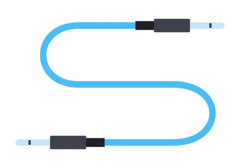 Stylized audio cable with plastic connector housings Musician flat icon vector Stock Illustration