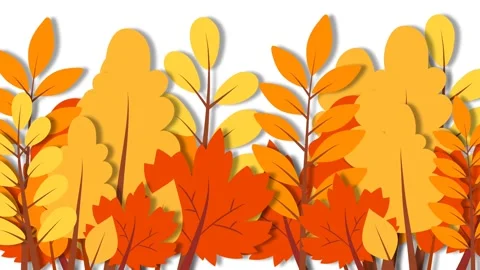 Stylized Autumn Leaves and Trees Paper Cut Animation for Fall Equinox Backg.. Stock Footage 343864113
