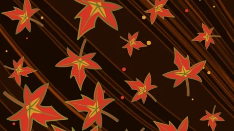 Stylized Autumn Maple Leaves Pattern Flowing 4K Loop Vídeos de archivo 336171226