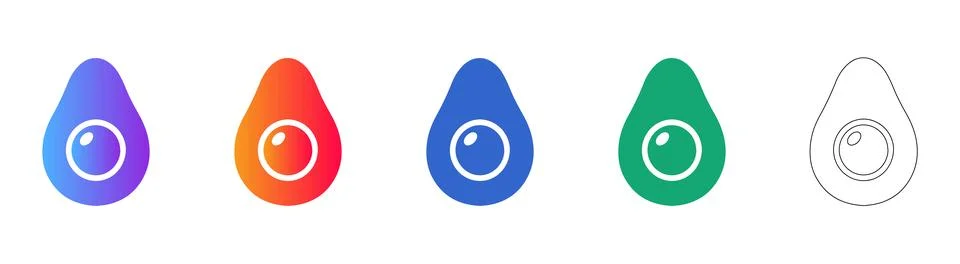 Stylized Avocado Halves Gradient Icons 스톡 일러스트