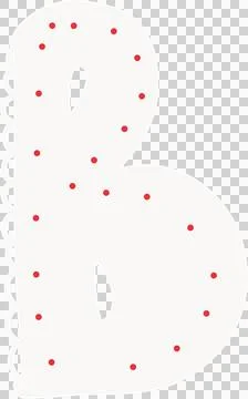 Stylized B is showing in flat design with scalloped edge, red dot pattern on Stock Illustration