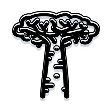 Stylized baobab tree illustration with thick outline 스톡 일러스트