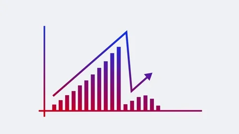 Stylized bar chart and line graph showing growth decline and recovery with .. Stock Footage 337176406