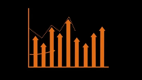 Stylized Bar Chart with Upward Arrows and Trend Line Animation, Minimalist .. Video stock 310201663
