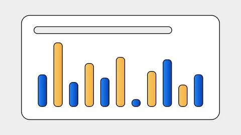 Stylized Bar Graph Infographic in Blue and Yellow Stock Illustration