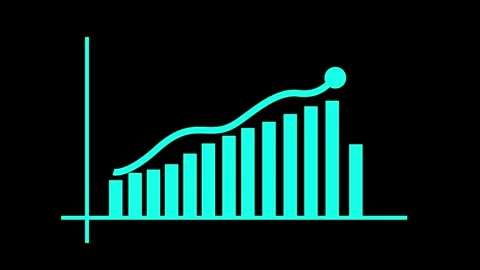 Stylized Bar Graph with Line Chart Overlay Animation Stock Footage 309884335