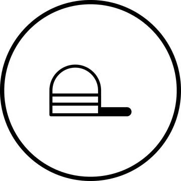 Stylized baseball cap icon inside a circle, minimalist design for branding .. Stock Illustration