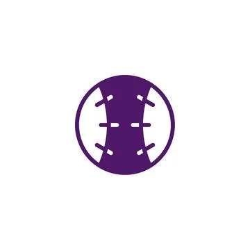 Stylized baseball vector icon in rich purple a simple graphic illustration .. Stock Illustration